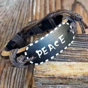 Handcrafted Leather Peace Affirmation Bracelet